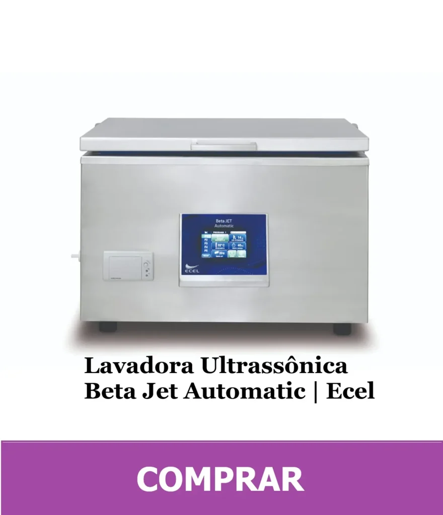 Lavadora ultrassônica Beta Jet Automatic da Ecel usada em CME para higienização profunda de instrumentos cirúrgicos