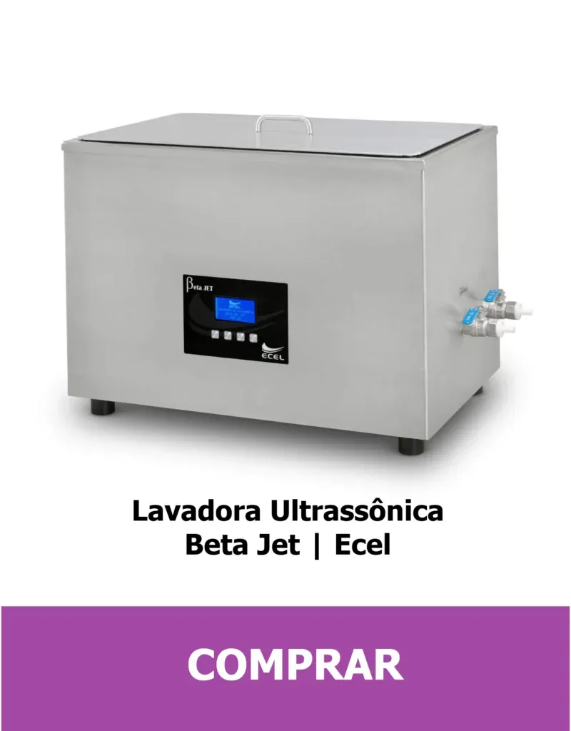 Lavadora ultrassônica Beta Jet da Ecel para CME utilizada na descontaminação e limpeza de instrumentos médicos