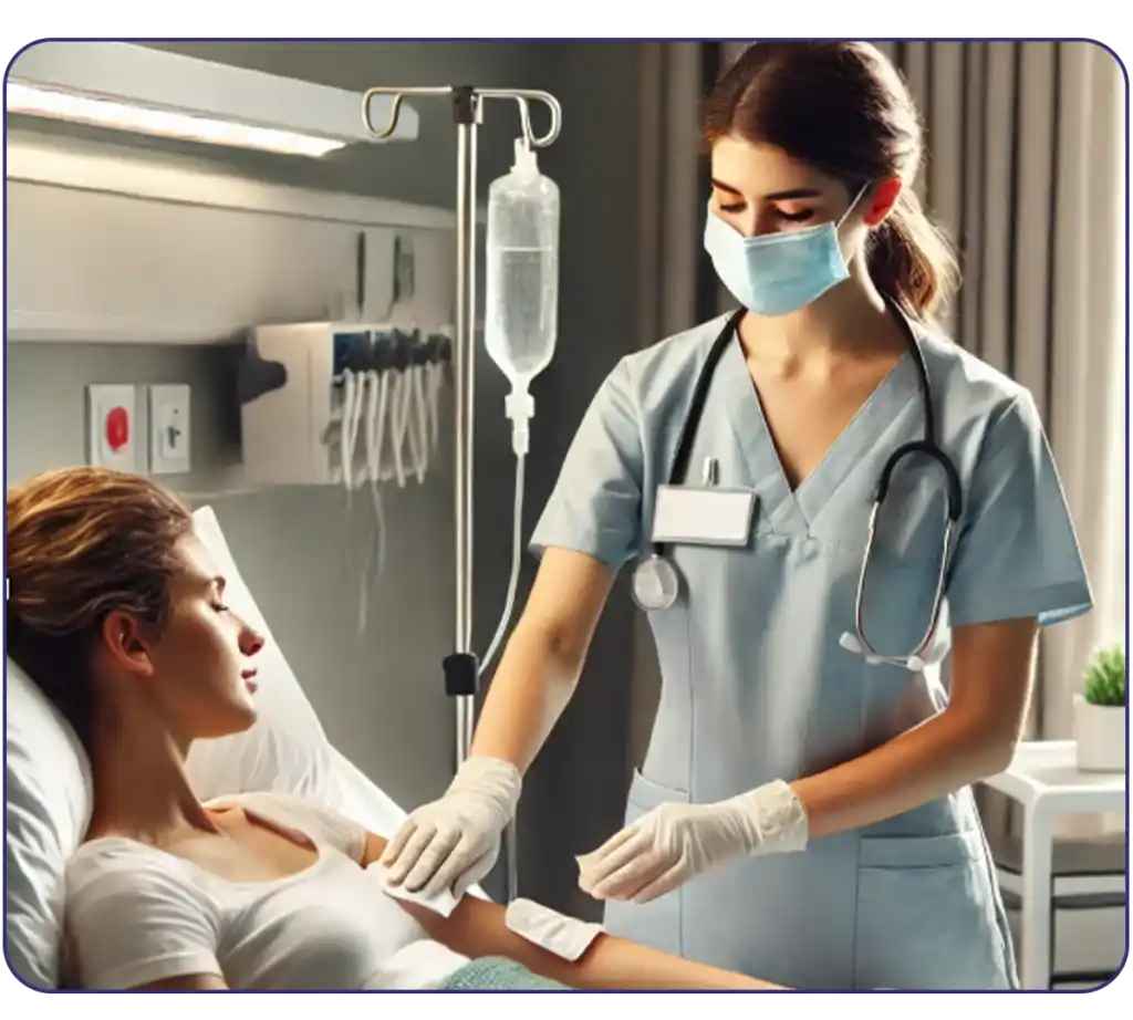 Profissional de saúde realiza banho no leito com toalhas umedecidas em paciente hospitalizado